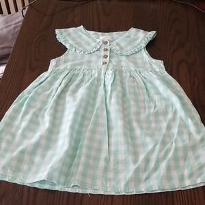 Next Mint Green Gingham Dress With Cute Collar. Size 1½-2T